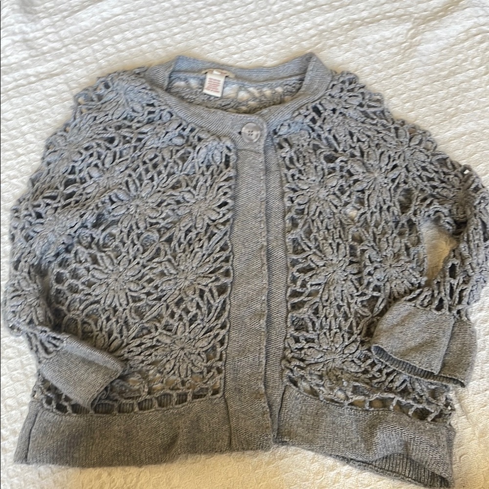 Gray Open-Knit Women's Sweater
